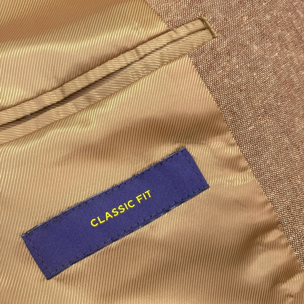 Stafford Signature Mens 46 Short‎ Classic Fit Linen Cotton Sport Coat Tan Brown